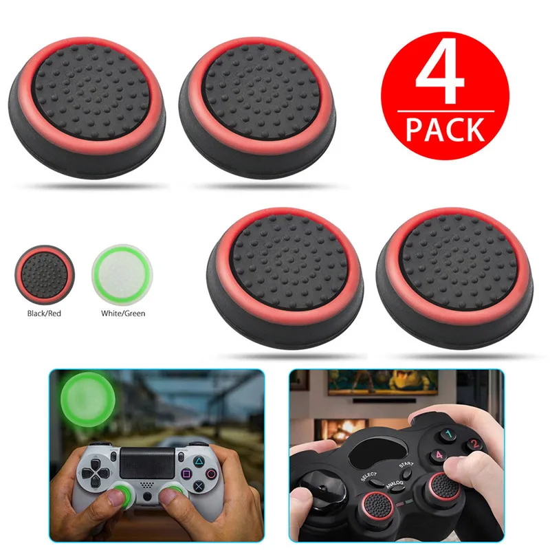 4pcs  Silicone Analog Thumb Stick Grips Cover For 360 For PS4/PS3 Pro Slim Gamepad Cap Joystick Cap Cases