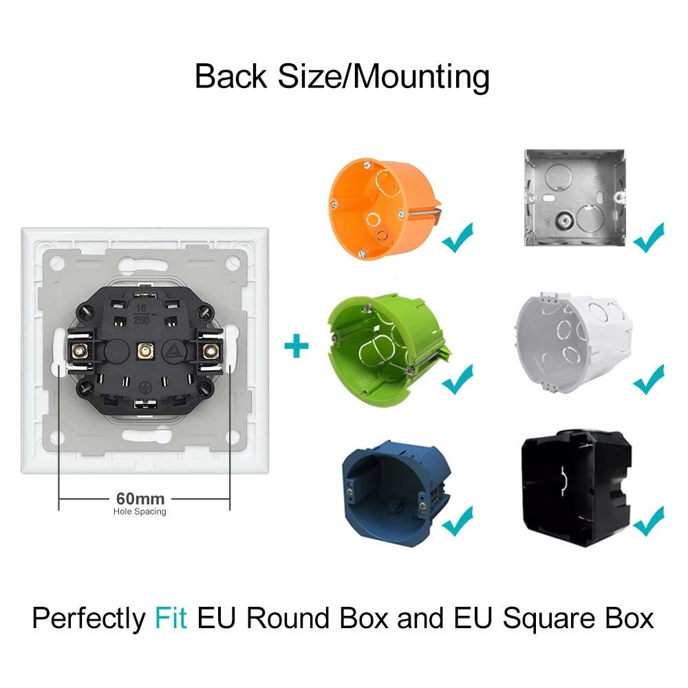 VISWE G Series Light switch Dimmer with EU Usb wall socket, PC panel Suitable for round box