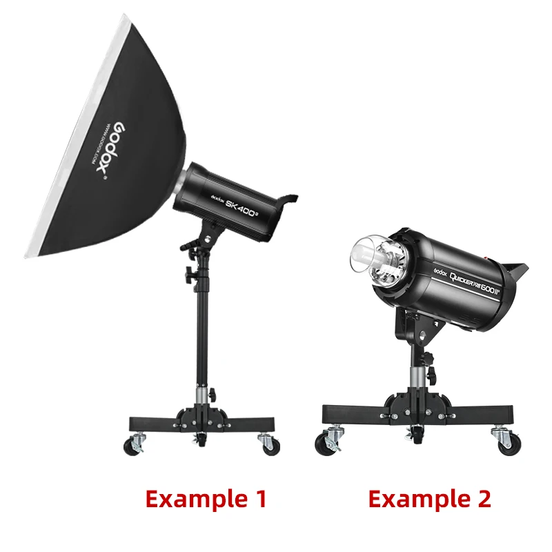 

Wheeled Base Tripod Omni-directional Heavy Duty Adjustable Light Stand with Pulley Stand for GODOX Strobe Flash Softbox