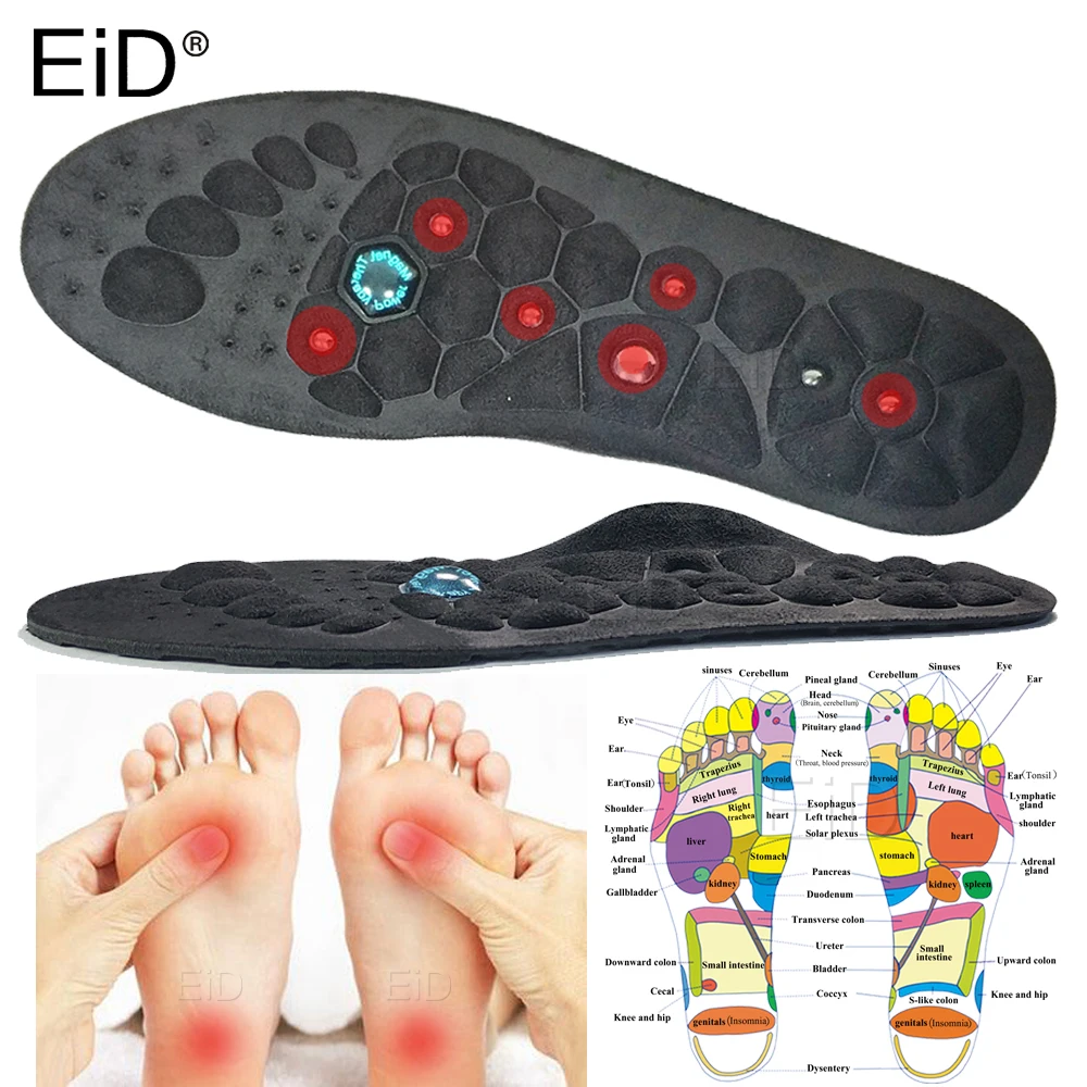 Premium Orthopedic Magnetic Therapy Insoles Arch Support Shoes Pads Magnet Soft Rubber Health Therapy Acupuncture Insoles Unisex