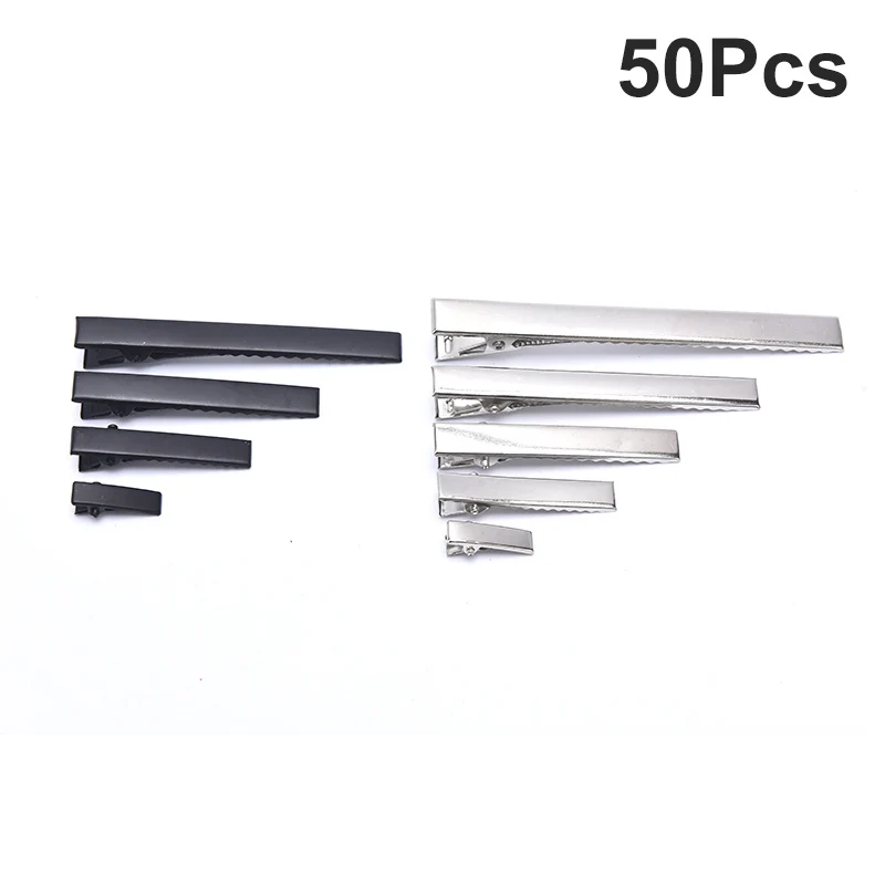 20/50 Pcs Silver Flat Metal Single Prong Alligator Hair Clips Barrette For Bows DIY Accessories Hairpins 20mm/40mm/55mm/60mm