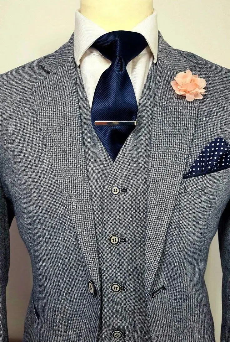 Trajes de boda de tres piezas para hombre, esmoquin con solapa y muescas para novio, traje de boda para hombre