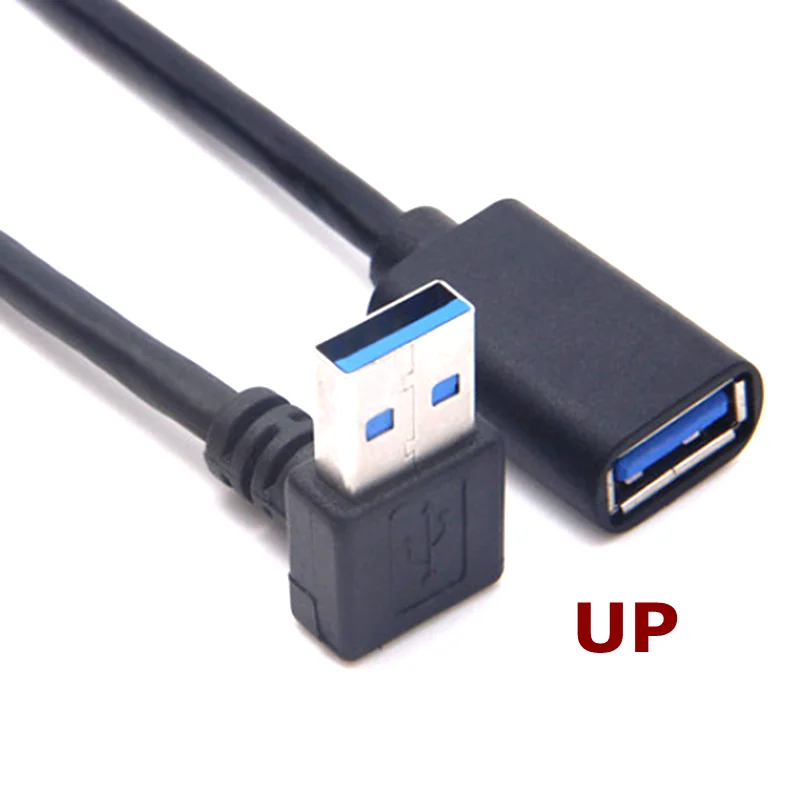 90 Degree UP and Down, Left and Right Bend USB 3.0 Male-to-Female Extension Cable for Laptop to Connect Network Card U Disk