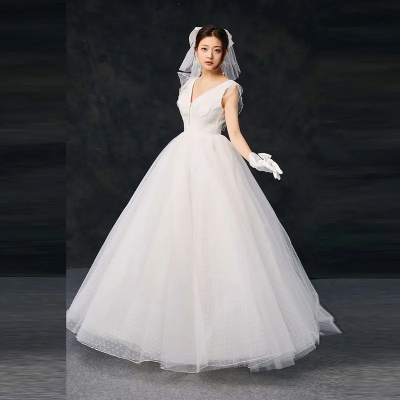 Abito da sposa con scollo a v nuovo stile Vestido De Novia Bride To Be Robe De Mariée suknia lrlgbt na MF0193