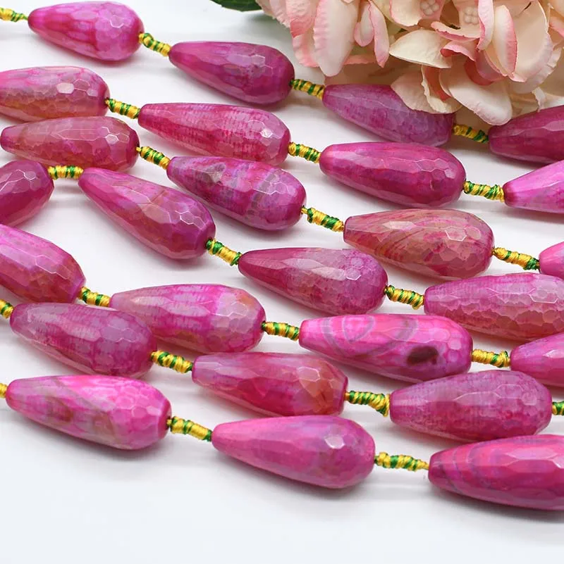 1 strands/lot Water drop pink agate natural stone beads For DIY Necklace Bracelet Earring Pandant Jewelry Making
