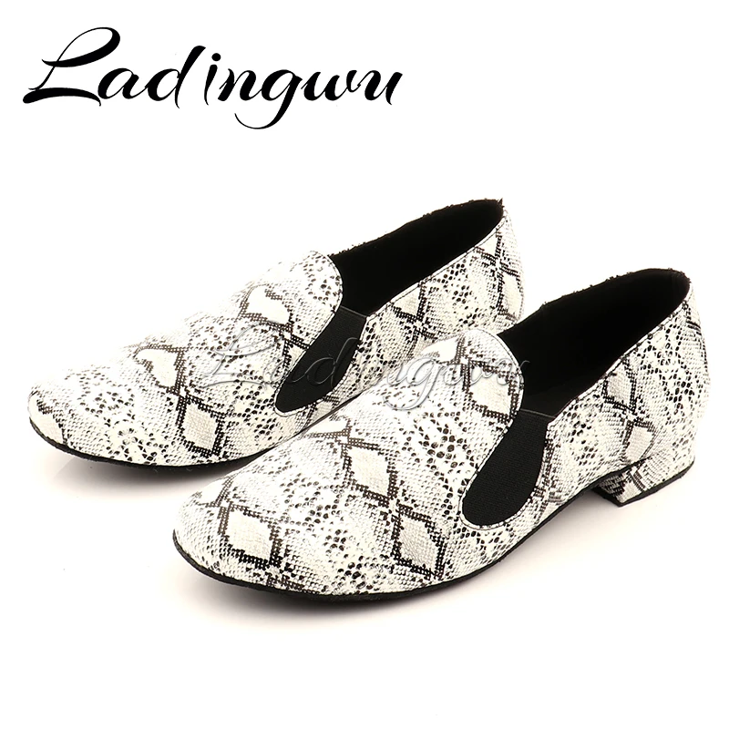 Ladingwu Latin Dance Shoes Men\'s Sneakers Ballroom Dance Shoes Soft Bottom Professional Performance Men Dance Shoes Elastic Band