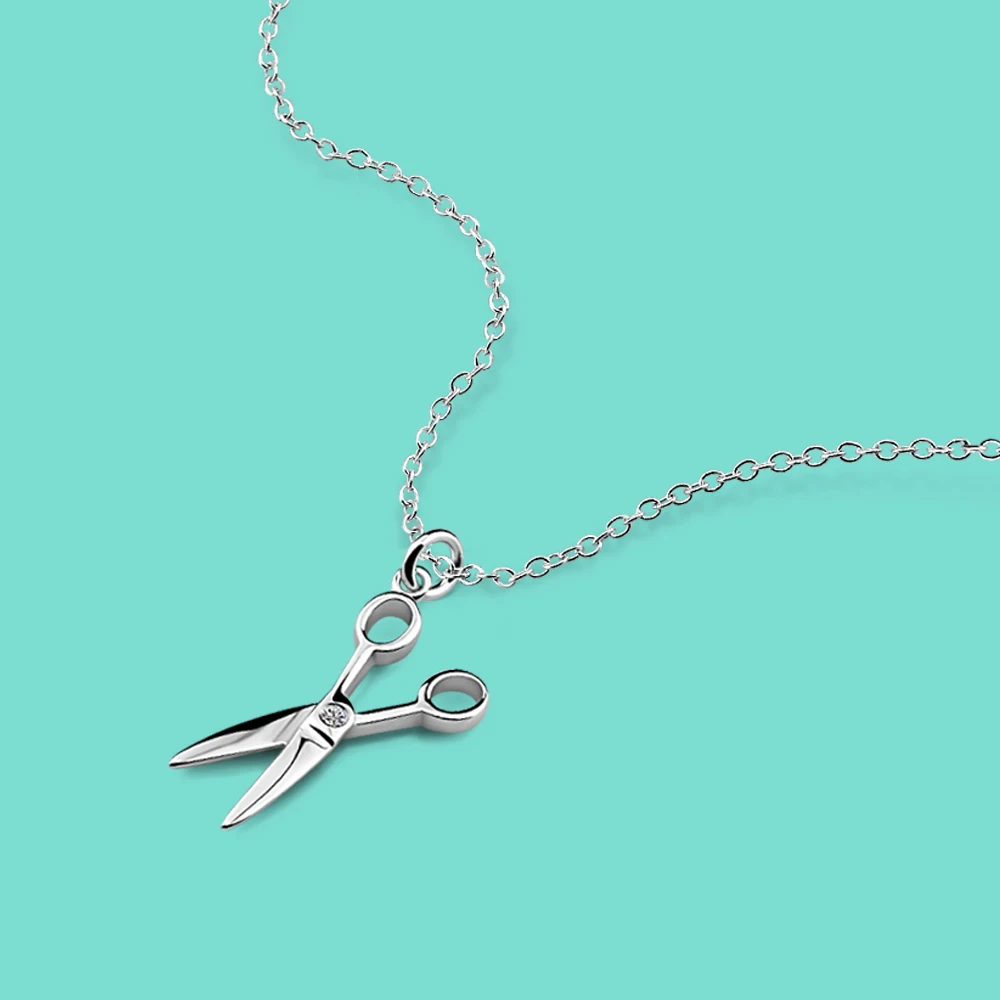 Fashion New 925 Sterling Silver Chain Personalized Scissors Necklace Pendant Jewelry for Women Short Clavicle Chain Necklaces