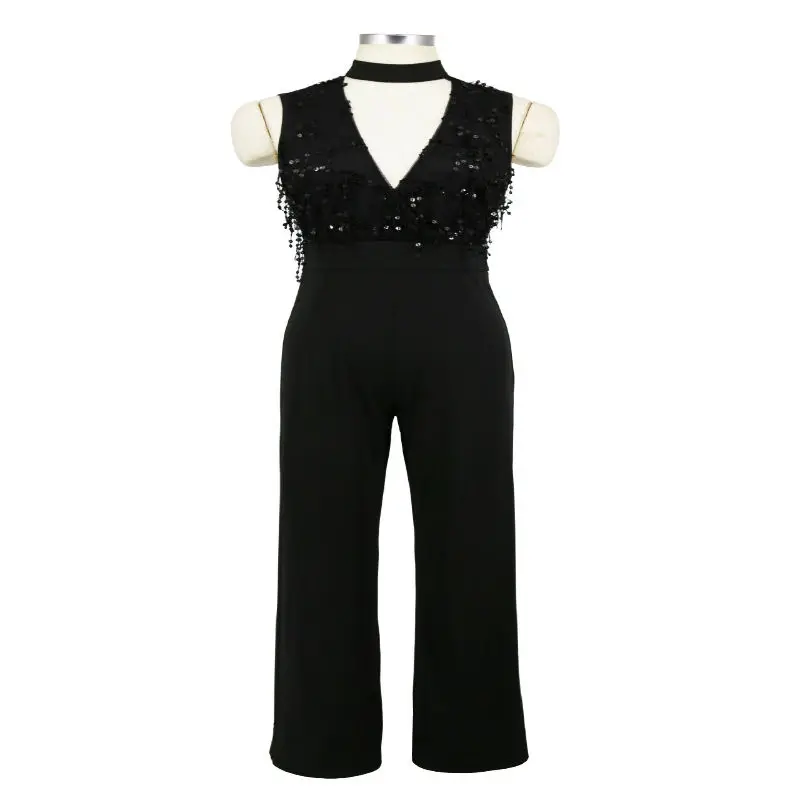 2020 Fashion Wanita Jumpsuits Rompers Hitam Rumbai Malam Club Seksi Wanita Playsuits Kasual Wanita Jogging Cocok A2020