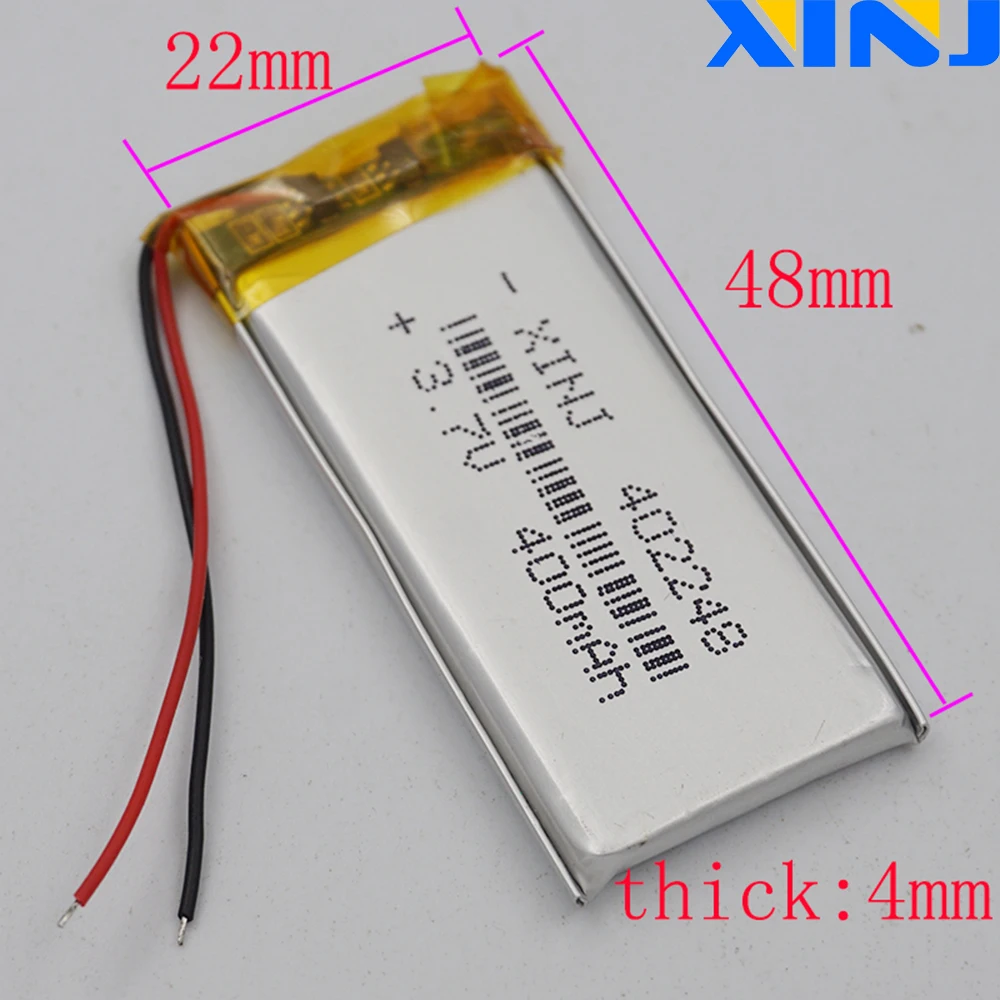 3.7V 400 mAh 402248 Polymer Li Lithium Lipo Battery Cell For Mp3 MP4 Record Pen Headset Car Camera Headphones Driving Recorder