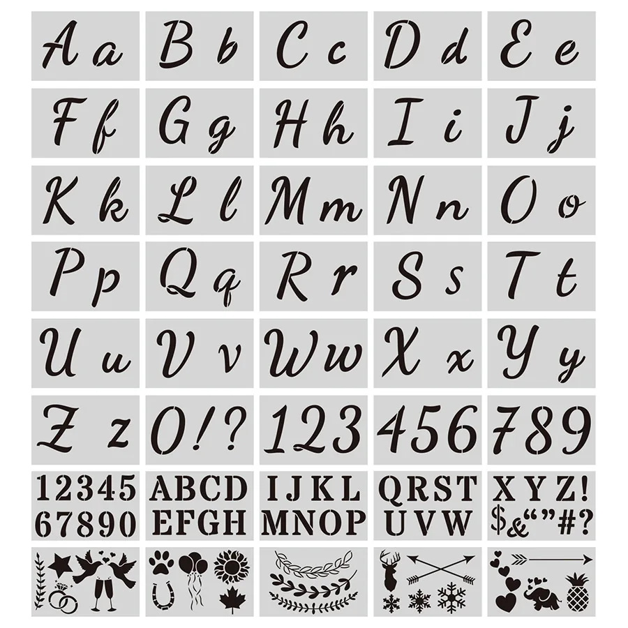 40Pcs/Set 17.8*11.4cm Alphabet Letters DIY Layering Stencils Painting Scrapbook Coloring Embossing Album Decorative Template