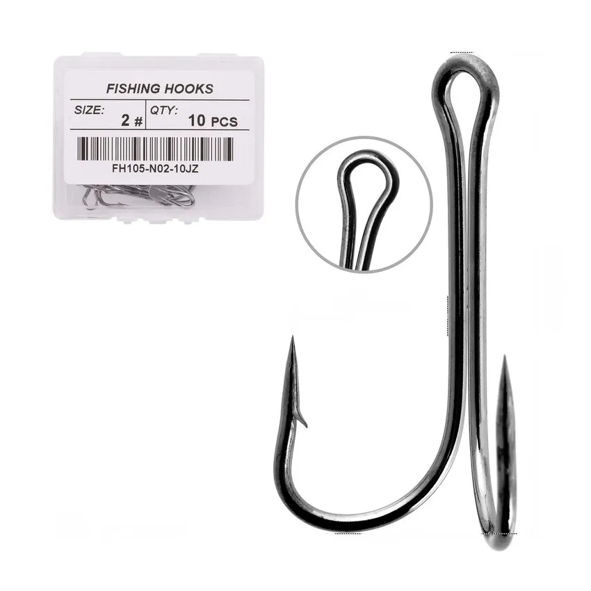 10pcs/box Double Fishing Hook Fly Tying Double Frog Hook Bass Weedless Fishing Asist Hooks Fishhook for Soft Lure Jig Head