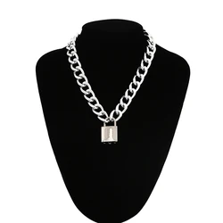 Vintage Chunky Thick Link Chain Necklace For Women Gold Color Padlock Couple Pendants On Neck Fashion Jewelry Gifts