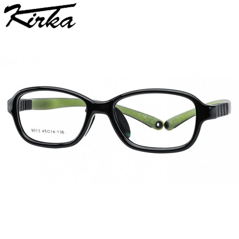 Kirka Children Eyeglasses Frames Full Rim Boy Girl Glasses TR90  Rectangle Flexible Kid Glasses Frame Non-slip Temples 9013