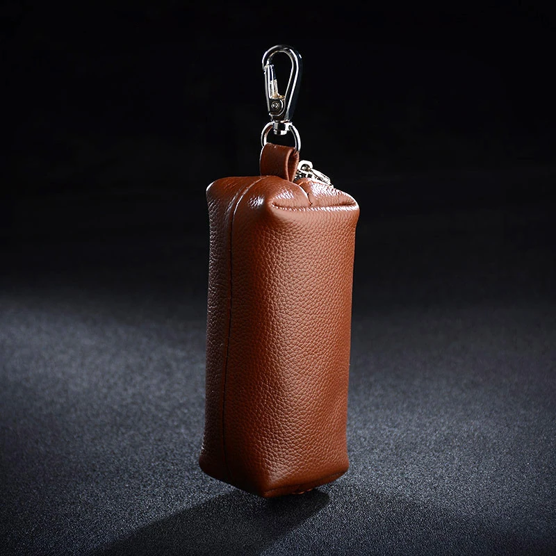 Genuine Leather Key Bag Men Women Car Key Case Cover Housekeepers Zip Keys Organizer Pouch Keychain Mini Coin Purse Key Wallet