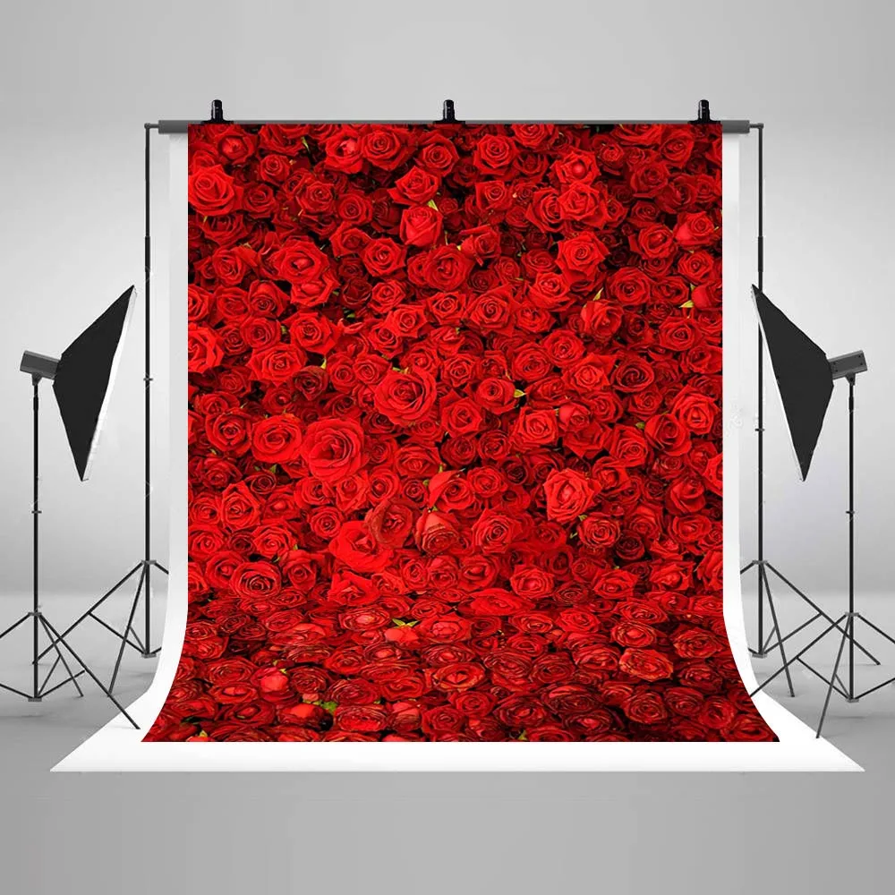 

Red Rose Flower Photography Background 14 February Valentine's Day Wedding Photo Backdrops for Portrait Photoshoot Photo Studio