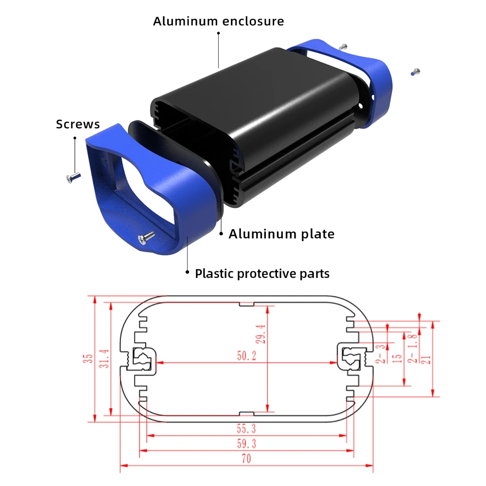 Project Box Electrical Enclosure Cutting Customization K01B 70*35mm DIY PCB Housing Enclosure for Electronic