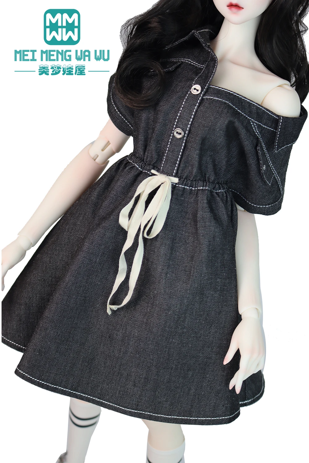 Fits 58--60CM 1/3 SD BJD doll accessoreis toys Ball Jointed Doll Fashion denim dress, stockings, shoes