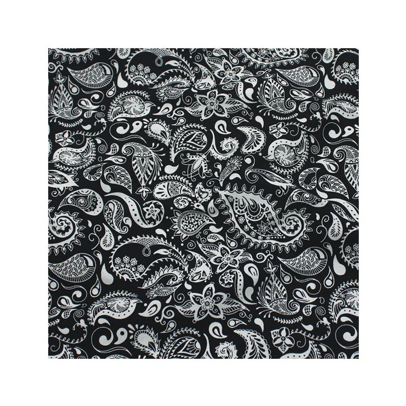 Black Cashew Paisley Printed Cloth Garment Fabric Phoenix Tail Ethnic Style Wishful Flower Pure Cotton Floral Poplin Fabric