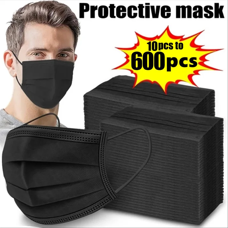Mascarillas quirúrgicas desechables certificadas para adultos, mascarilla negra quirúrgica, mascarillas quirurgicas homologadas, mascarilla médica, 10-600 Uds.