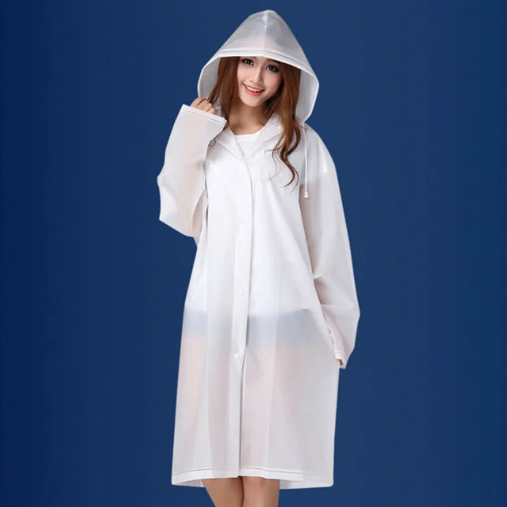 1 pz uomo donna EVA impermeabile Poncho con cappuccio giacca trasparente addensato impermeabile abbigliamento da pioggia turismo escursionismo