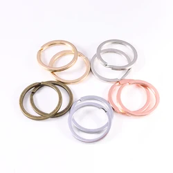 10pcs Metal Plating Rose Gold 25/28/30mm Round Single Keyring For DIY Jewelry Making Key Ring Accessories