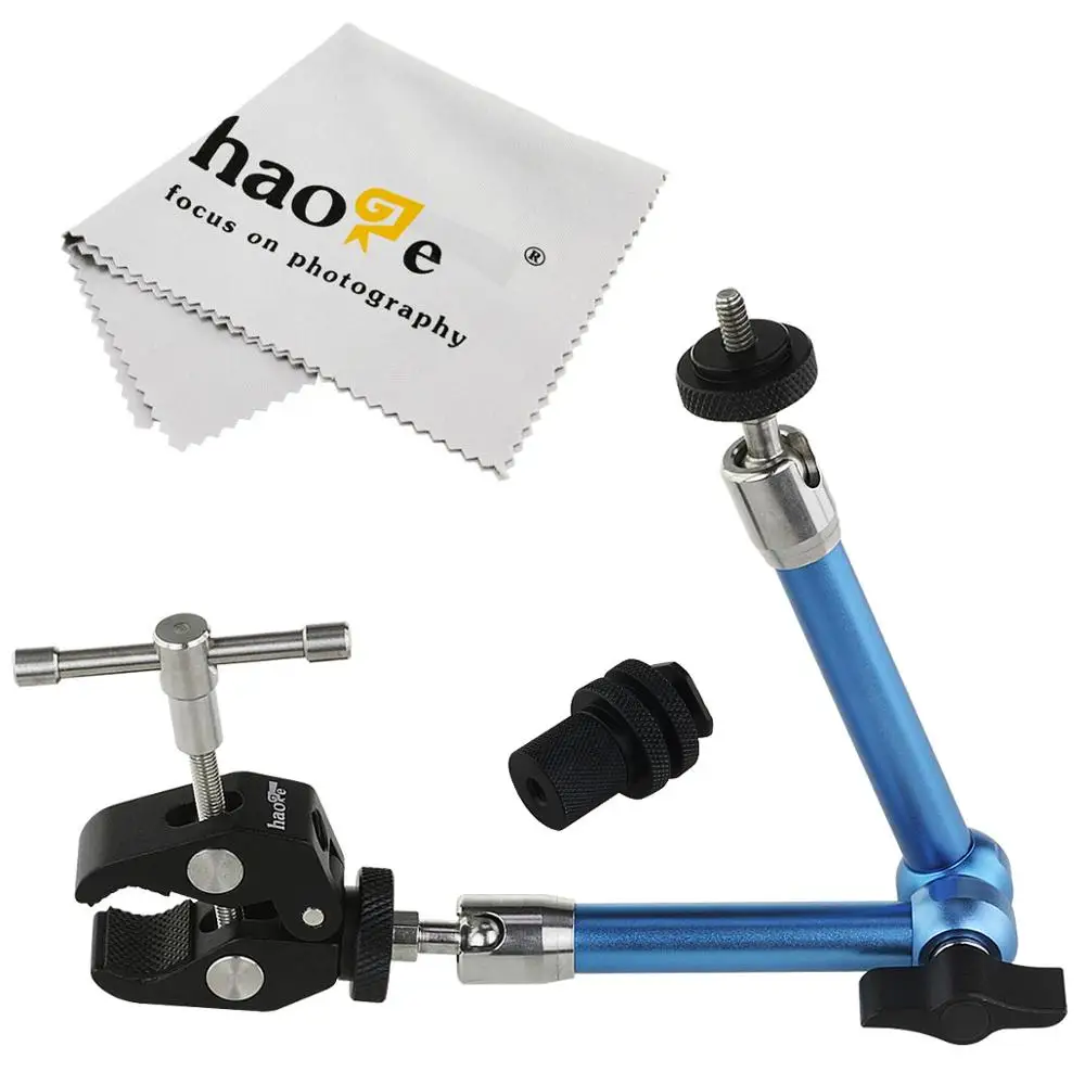 

Haoge 11" Stainless Steel Magic Arm + Super Clamp for HDMI LCD Monitor LED Light Camera Blue