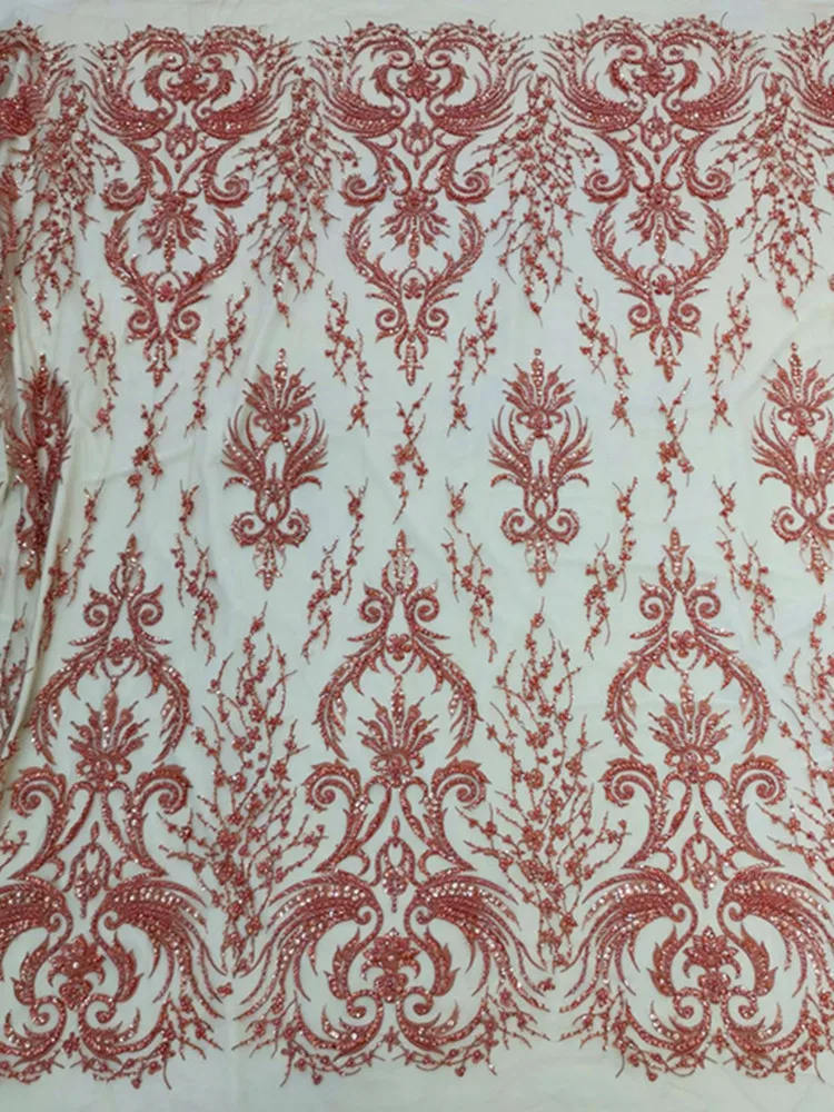 

Best selling High quality handmade beaded French mesh African lace Nigerian fabric suitable/ Ladies Evening dress Wedding dress