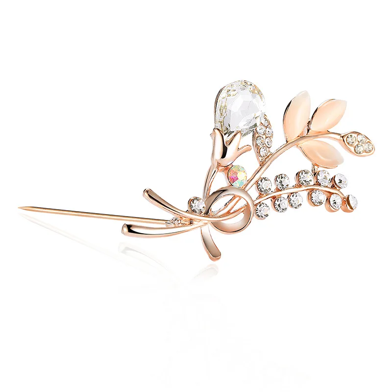 

3PCS Elegant Flower Look Design Alloy Crystal Diamond Brooch Pins for Women Fashion Crafts Dress