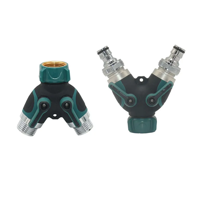 

Metal Female 3/4" 2 Way Tap Water Splitter Y Type Garden Tap Quick Connector Crane Irrigation Valve Pipe Adapter 1Pcs