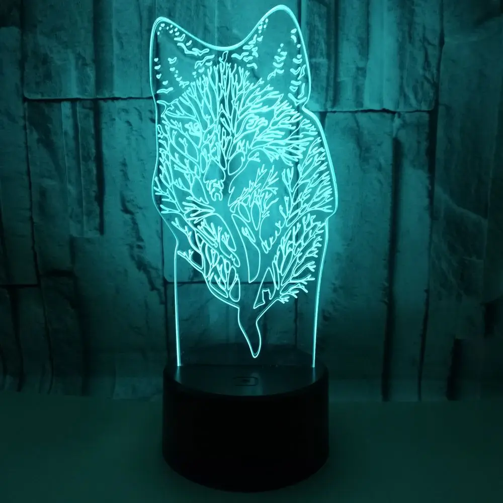 Wolf 3d Lamp Seven Color Touch Charging Gradual Led Usb Visual 3d Light Fixtures Gift Table Led Night Light