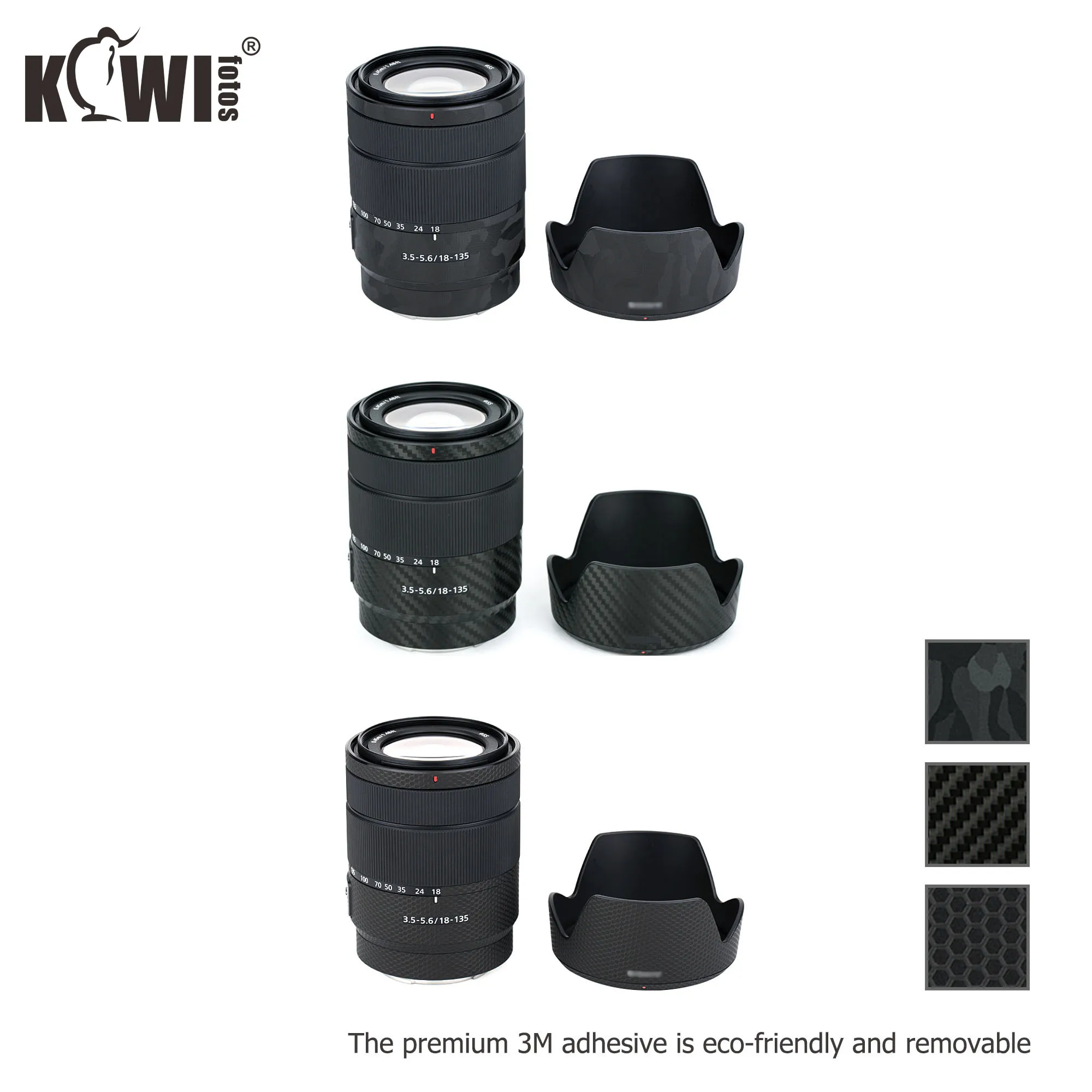 عدسة و عدسة غطاء هود ملصق جلد واقي فيلم لسوني E 18-135 مللي متر f/3.5-5.6 OSS عدسة (SEL18135) مكافحة الشريحة مصفوفة الأسود