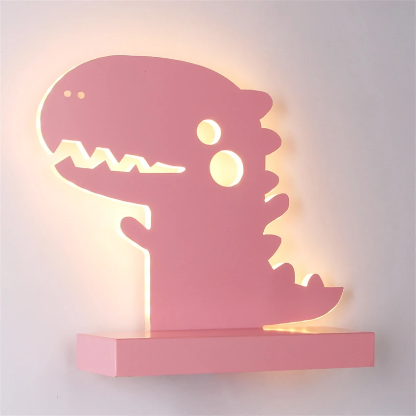 Children Cartoon Dinosaur Rack Wall Lamps Girl Bedroom Bedside Lamps Creative Living Bathroom Wall Led Sconces Lights Lighting