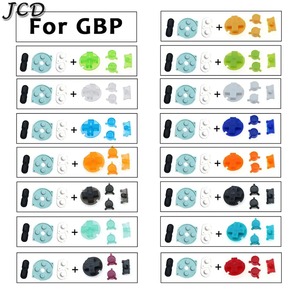 JCD สำหรับ Gameboy พ็อกเก็ตยางปุ่มปุ่ม B Keypads สำหรับ GBP D Pads Power On Off ปุ่ม