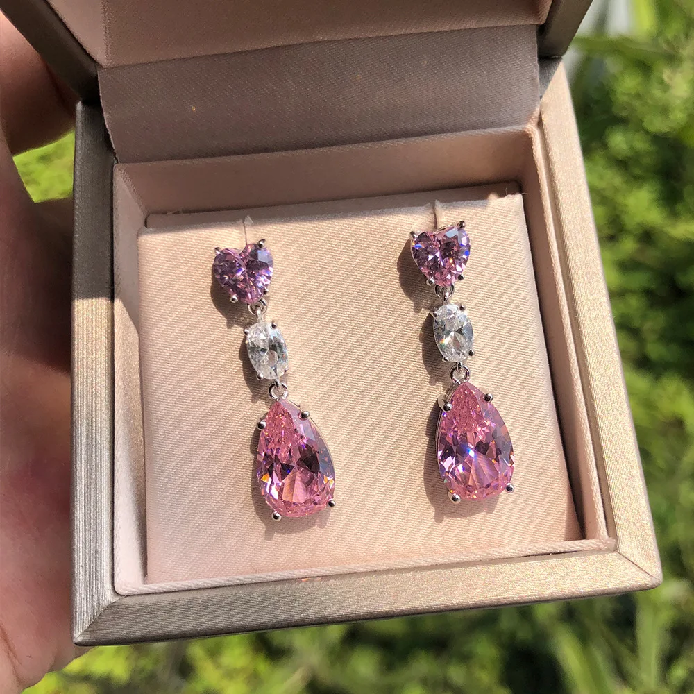 HIBRIDE Top Quality Drop Earrings for Women CZ Tear Drop Earring Bridal Wedding Party Accessories E-19