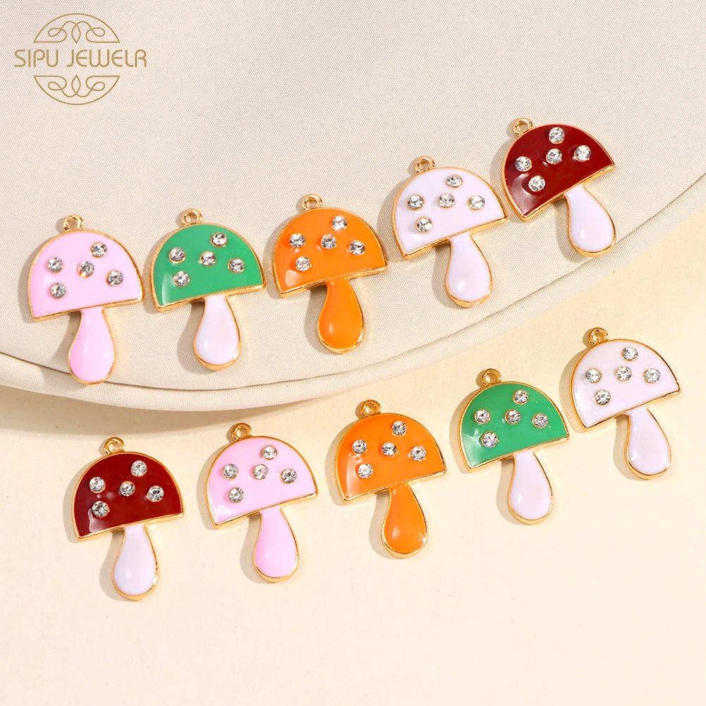 

10Pcs Colorful Enamel Mushroom Plant Charms For DIY Making Necklace Earring Bracelet Oil Dripping Mushroom Jewelry Accessories