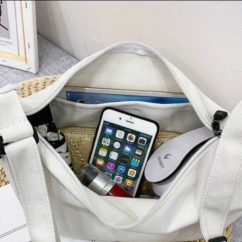 Crossbody Bags Men Solid Canvas Fashion All-match Multi-function Harajuku Casual Shoulder Bag Korean Style Simple Daily Chic Ins