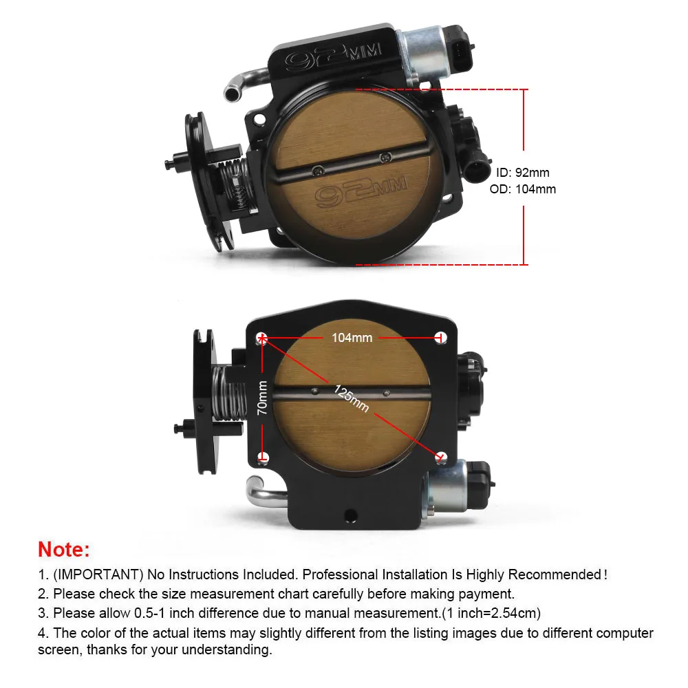 High Flow Billet Aluminum 92mm/102mm Throttle Body With TPS Sensor For LS1 LS2 LS3 LS6 LSX Car Modification Parts Black BX102152