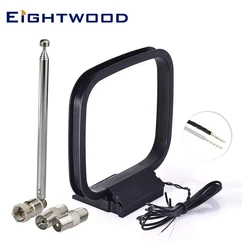 Eightwood 7-Sections Telescopic FM Radio + AM Loop Antenna Kit for Bluetooth AV Audio Video Home Theater Stereo Receiver Tuner