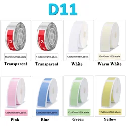 Niimbot D11 Mini Label Printer Sticker Paper Waterproof Anti-Oil Tear-Resistant All Size All Color For Shop Price Tag Home Best