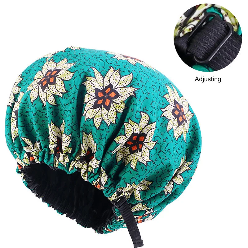 

2021 Oversize Africa print invisible adjustable Ribbon Headband Beauty Salon Hat Soft Nightcap Bohemian Women's Hair Accessories