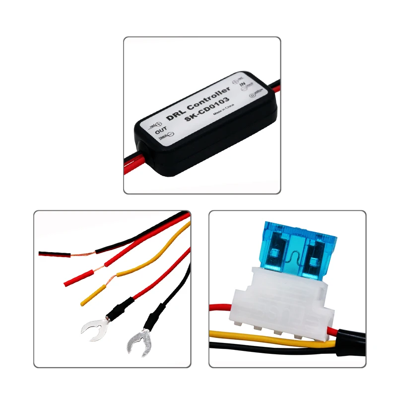 SUNKIA-controlador de luz diurna DRL para coche, arnés de relé, atenuador de encendido y apagado, 12-18V, controlador de luz antiniebla