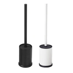 Floor-Standing Matt Black Toilet Brush Set Cleaning Brush Creative Toilet Brush Holder White Space Aluminum And ABSToilet Brush