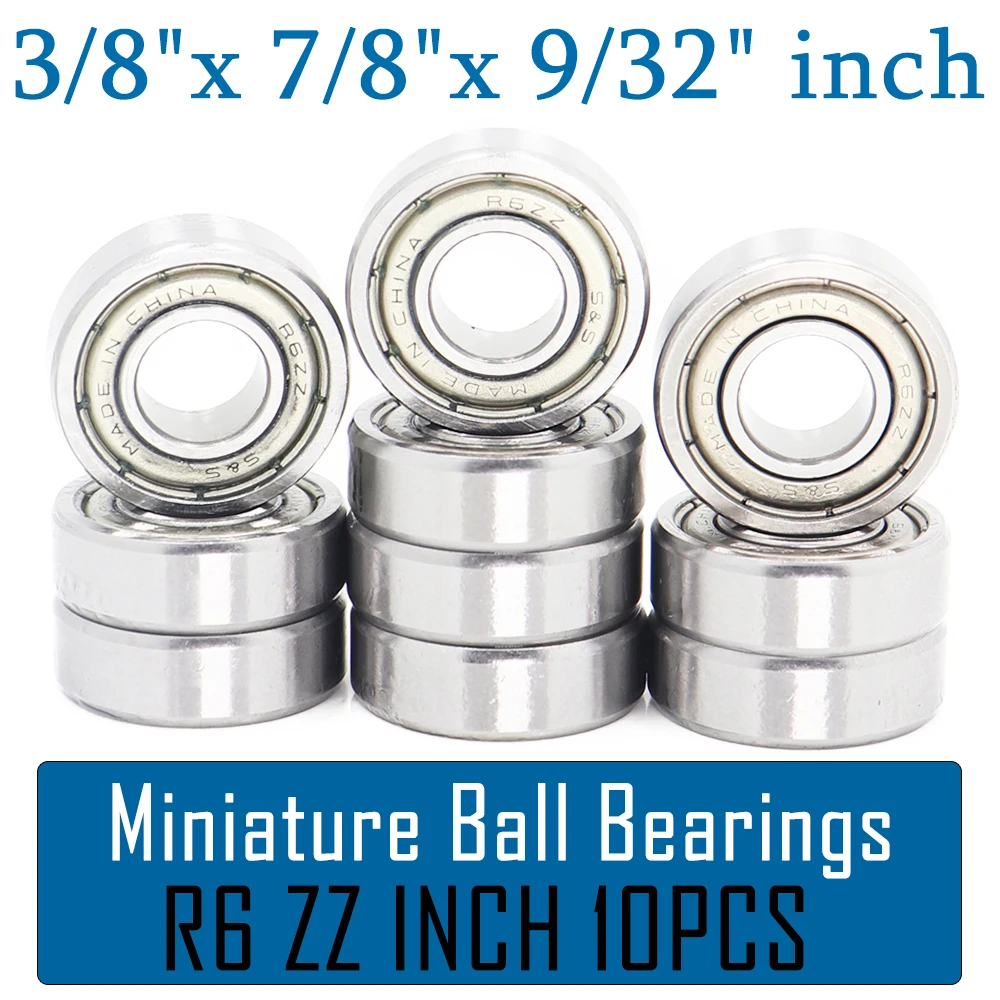 Bantalan R6ZZ (10 Buah) 9.525*22.225*7.14 Mm Miniatur R6 Bantalan Bola ZZ untuk Model RC R6-2Z