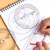All Circular 10cm Plastic 360 Degree Pointer Protractor Ruler Angle Finder Swing Arm For School Office Supplies
