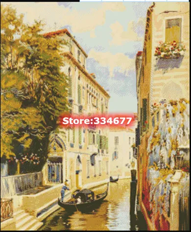 Ancient Grand canal landscape Sewing Top Quality Embroidery Needlework 14CT Unprinted Art Cross Stitch Kits DIY Handmade Decor