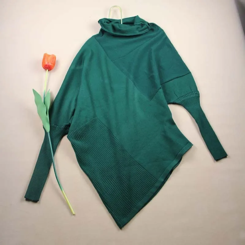 Women\'s Irregular Batwing Sweaters, Korean Style Knitwear, Girl Clothes, Plus Size, XXXL, Spring and Autumn Style, New