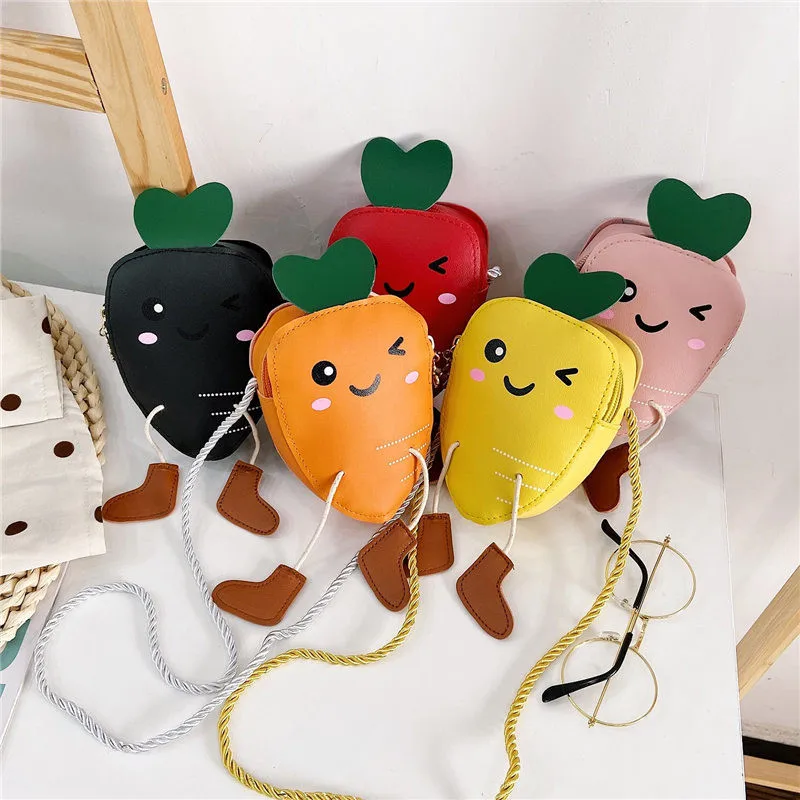 New Hot Sale Girls PU Coin Purse Bag Wallet Kids carrot One Shoulder Bag Small Coin Purse Change Wallet Kids Bag