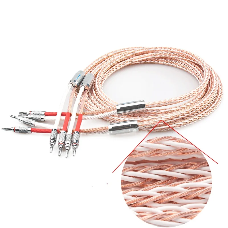 HiFi 8TC 7N OCC Pure  copper Speaker cable hifi audio speaker wire loudspeaker cable 8TC Speaker cable with Banana