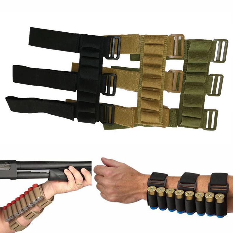 Military Tactical 8 Rounds 12/20 Gauge GA Shot Gun Shells Holder Shooting Arm Band  Pouches Outdoor Forearm Carrier Shooter