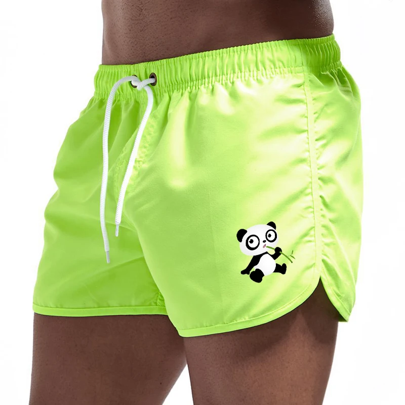 

Summer Men's Board Shorts Panda Printing Beach Style Casual Fitness Breathable Training Drawstring Loose Male Sport Pants